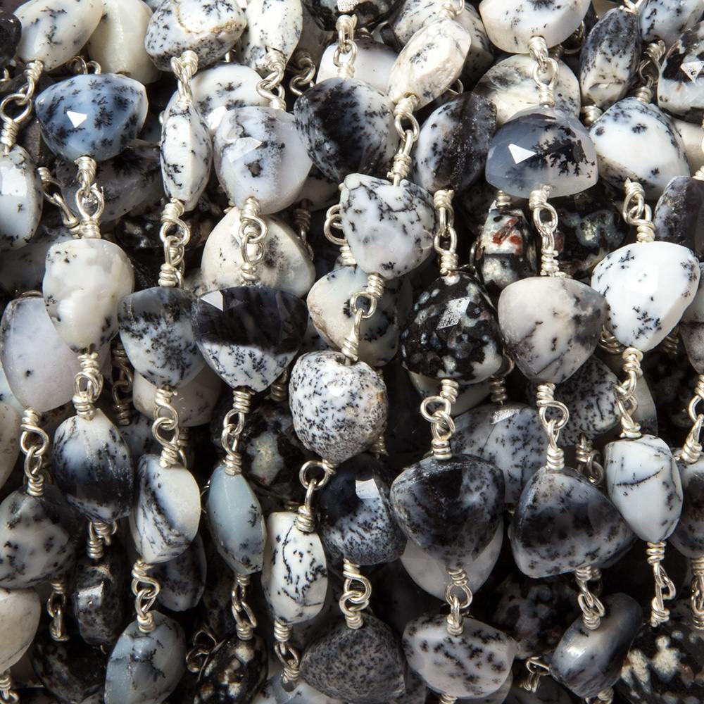8mm Dendritic Opal triangle Silver plated Chain by the foot 22pcs - Beadsofcambay.com