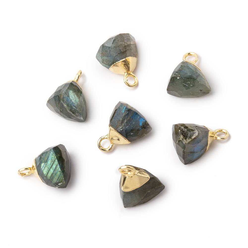 8mm Gold Leafed Labradorite Faceted Trillion Focal Pendant 1 piece - Beadsofcambay.com