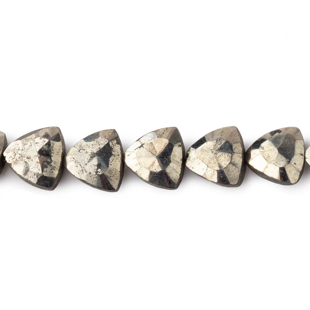 8mm Golden Pyrite Straight Drilled Faceted Flat Trillion 9 inches 29 beads - Beadsofcambay.com