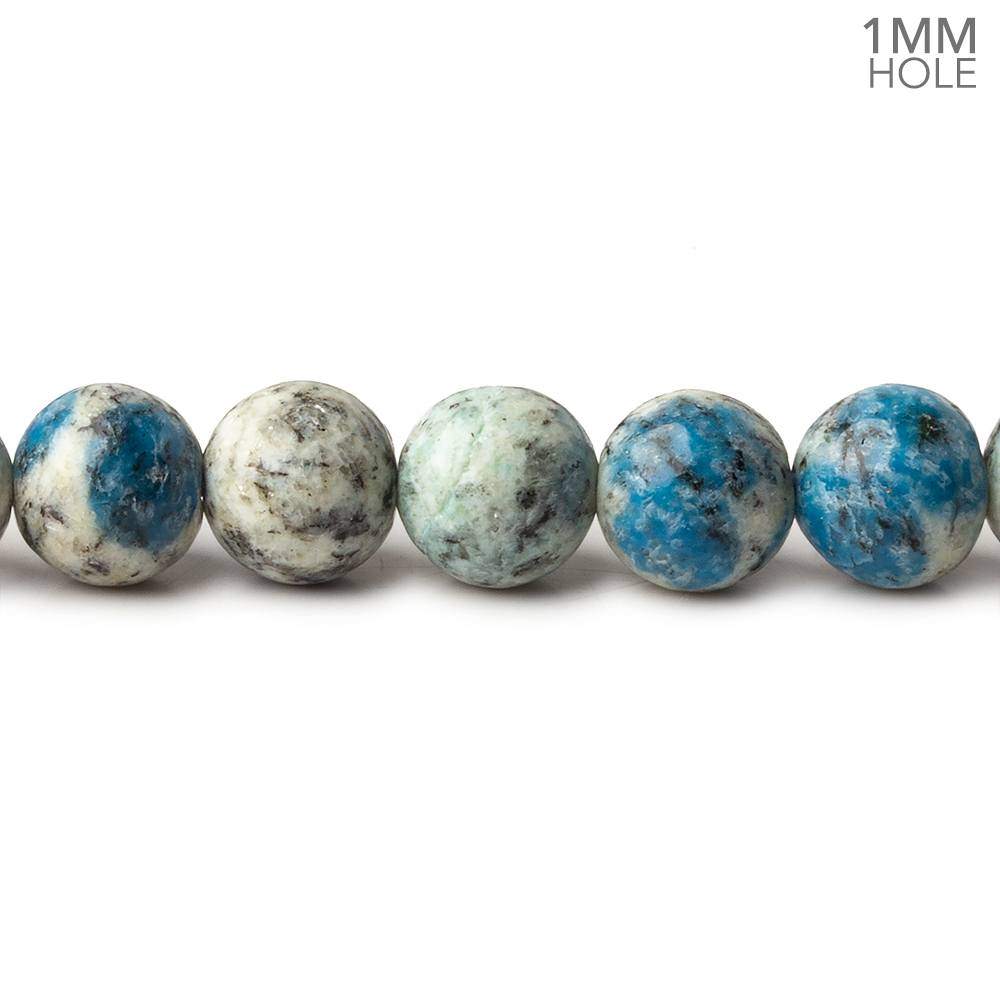 8mm K2 Azurite Granite "K2 Jasper" plain round beads 16 inch 50 beads AA 1mm large hole - Beadsofcambay.com