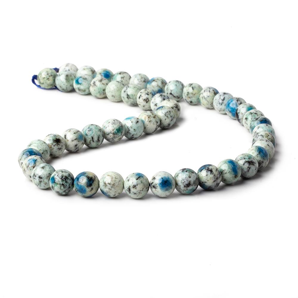 8mm K2 Azurite Granite "K2 Jasper" plain rounds 15 inch 47 beads - Beadsofcambay.com