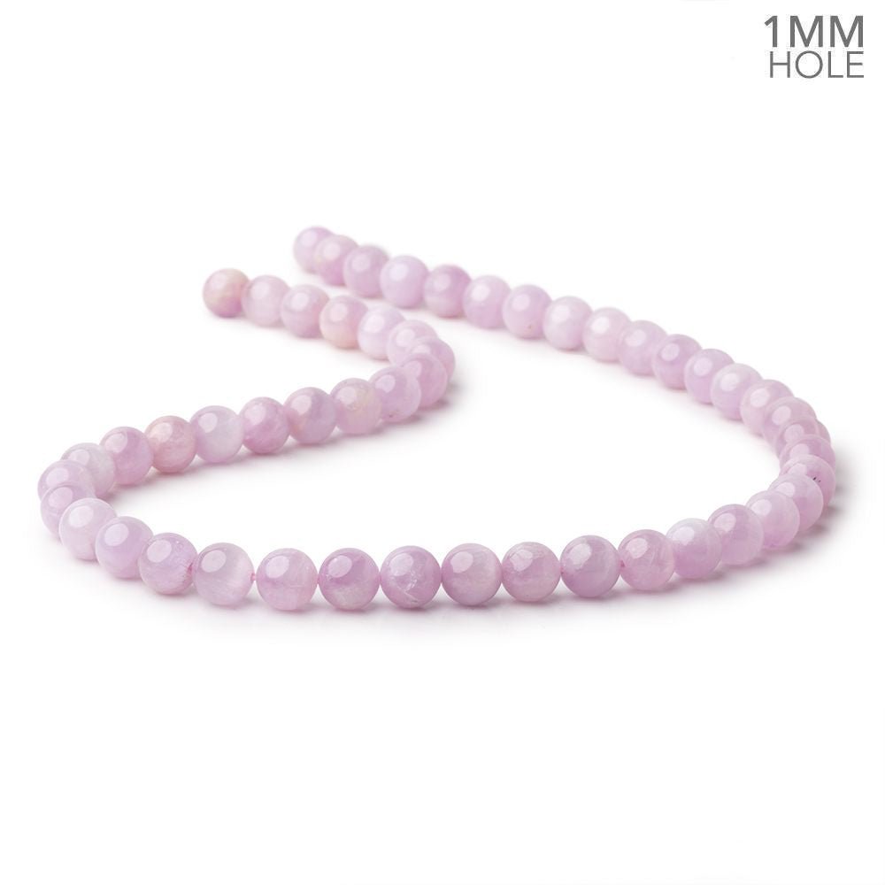 8mm Kunzite Plain Round Beads 16 inch 51 pieces 1mm hole - Beadsofcambay.com