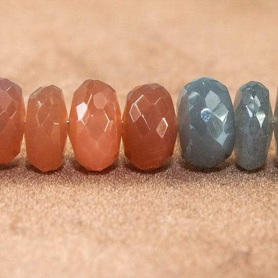8mm Multi Color Moonstone Faceted Rondelle Beads 18 inch 107 beads - Beadsofcambay.com