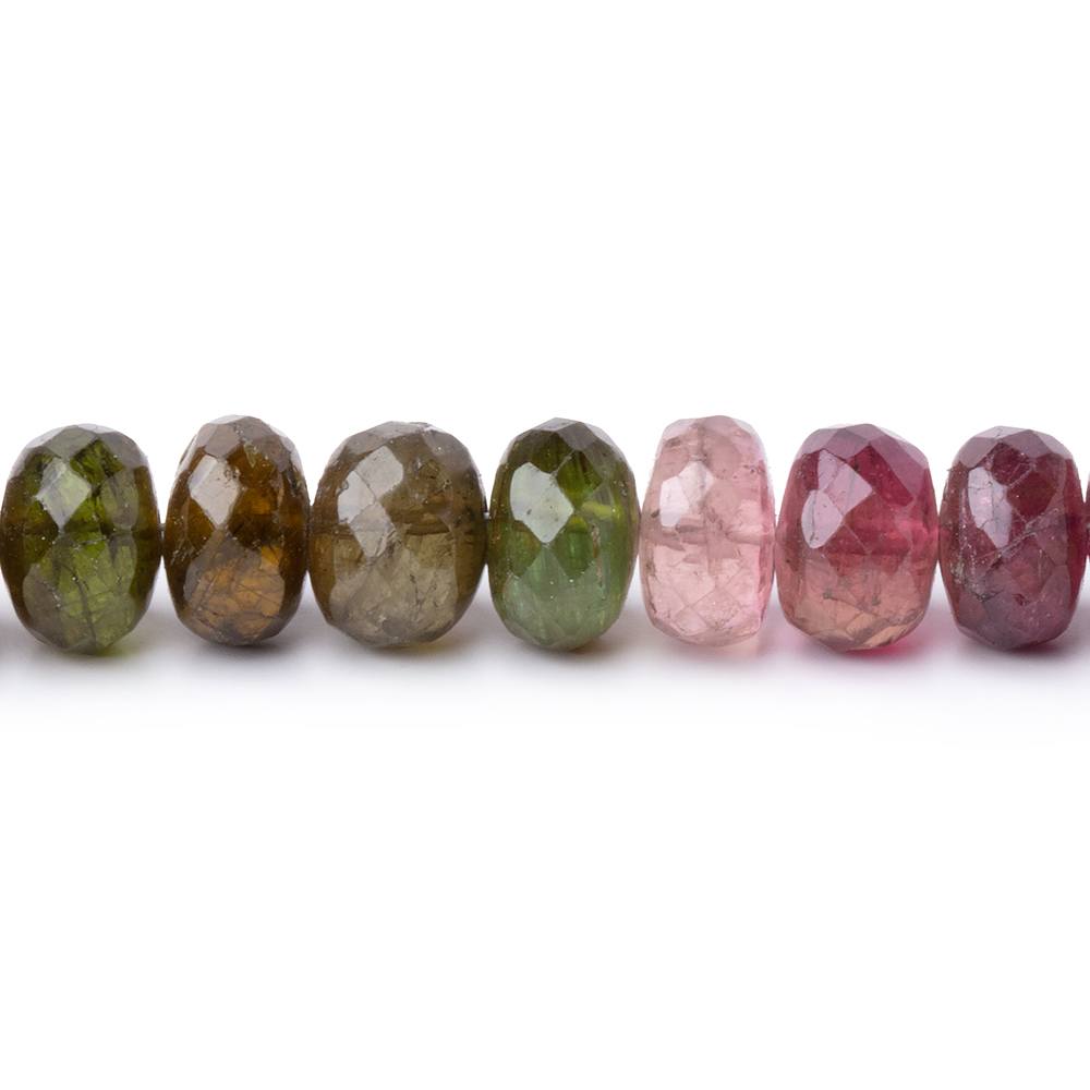 8mm Multi Color Tourmaline Faceted Rondelle Beads 15.25 inch 72 pieces AA - Beadsofcambay.com