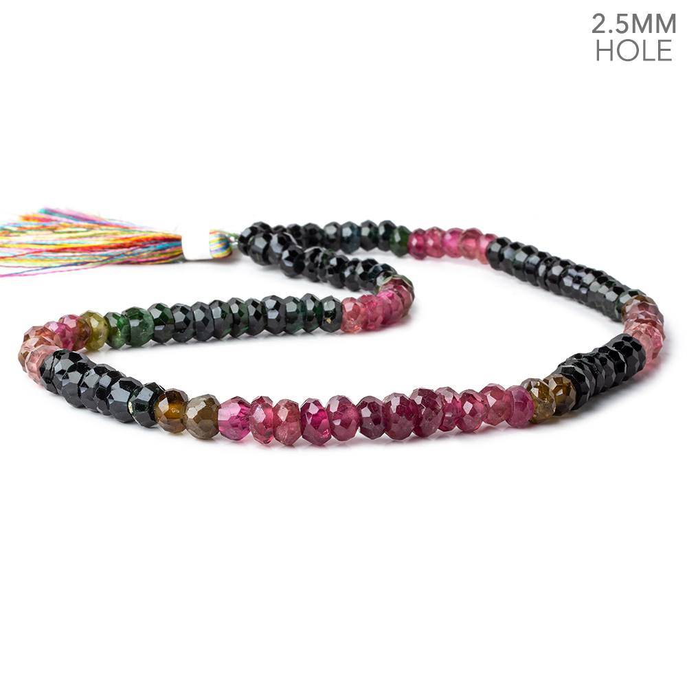 8mm Multi Tourmaline Large Hole Faceted Rondelle Beads 16 inch 98 pieces AAA - Beadsofcambay.com