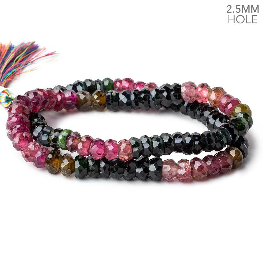 8mm Multi Tourmaline Large Hole Faceted Rondelle Beads 16 inch 98 pieces AAA - Beadsofcambay.com