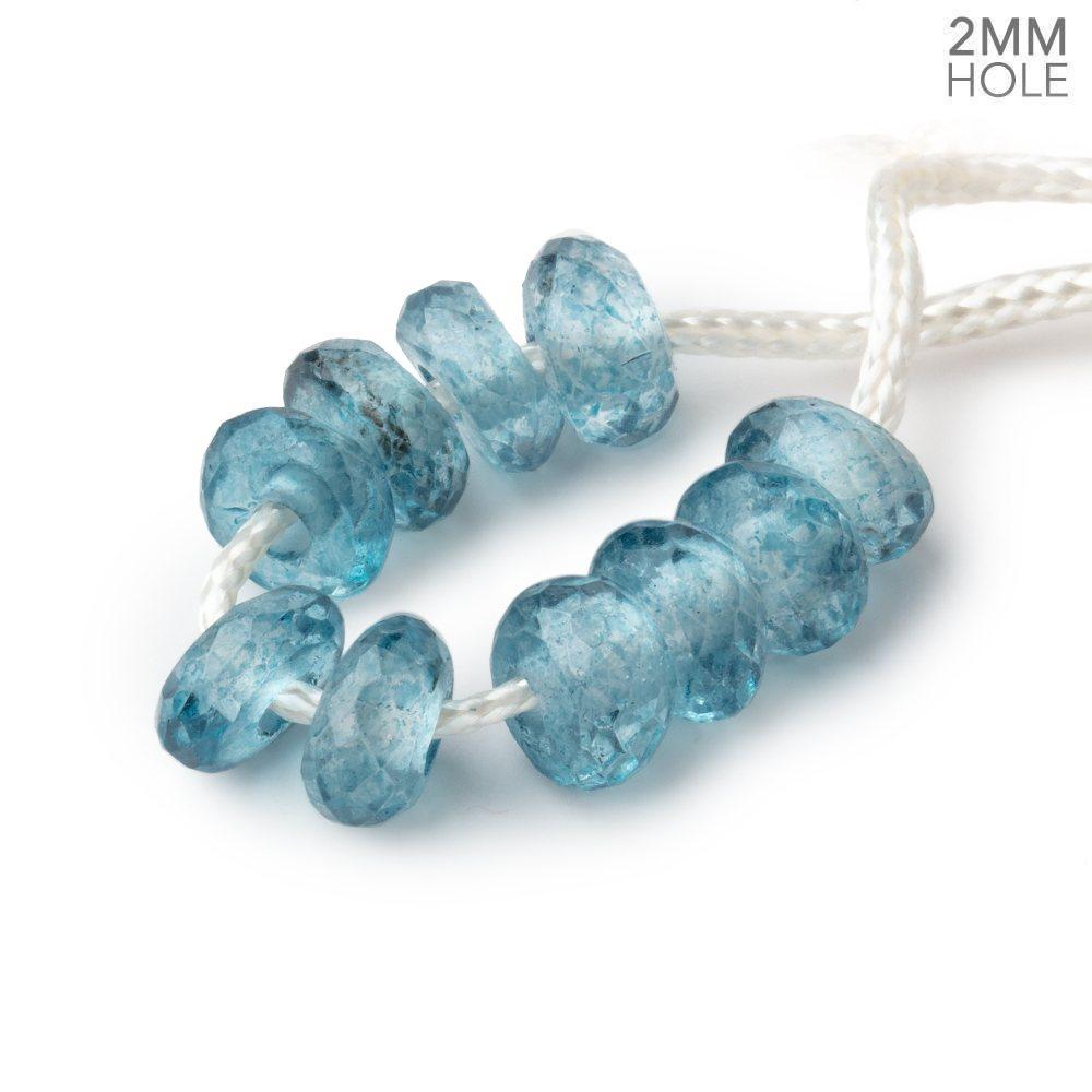 8mm Mystic Blue Topaz 2mm Large Hole Faceted Rondelle Bead Set of 10 - Beadsofcambay.com