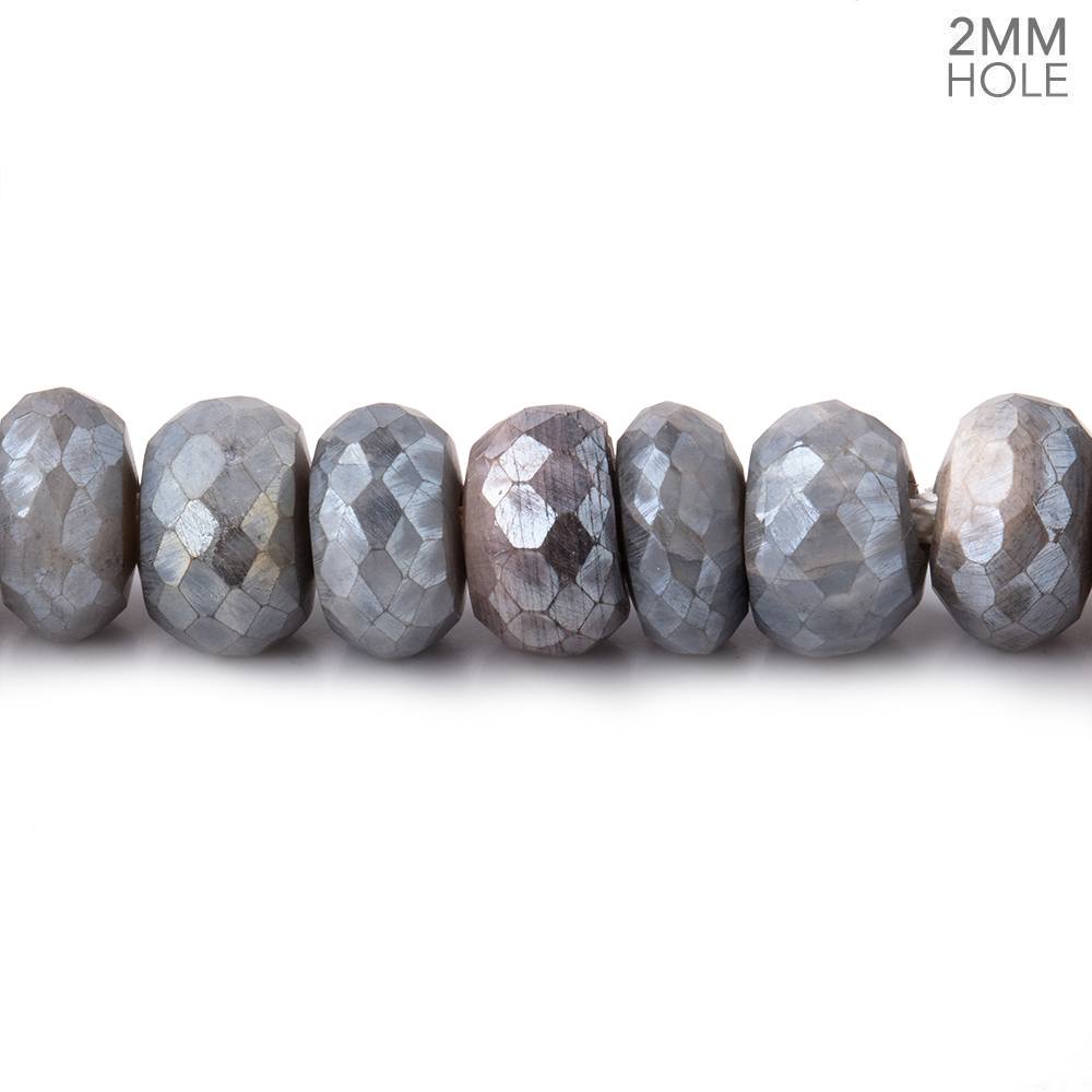 8mm Mystic Grey Moonstone 2mm Large Hole Faceted Rondelles 8 inch 35 Beads - Beadsofcambay.com