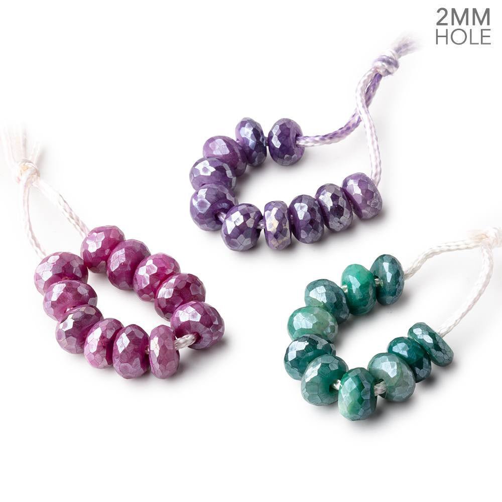 8mm Mystic Moonstone 2mm Large Hole Faceted Rondelle Beads Set 3 Strands - Beadsofcambay.com