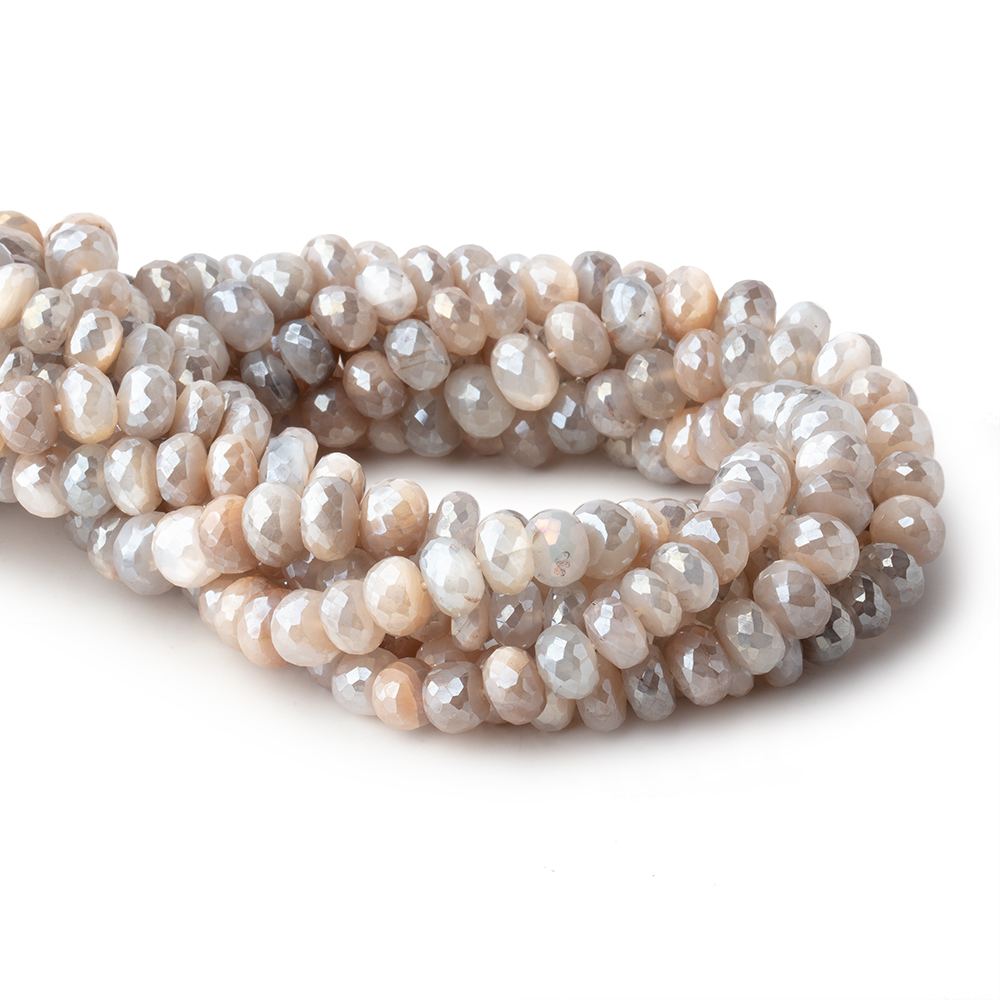 8mm Mystic Multi Color Moonstone faceted rondelles 14 inch 58 pieces - Beadsofcambay.com