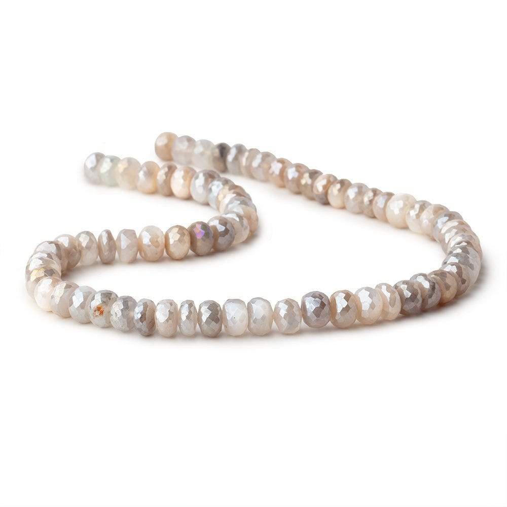 8mm Mystic Multi Color Moonstone faceted rondelles 14 inch 58 pieces - Beadsofcambay.com