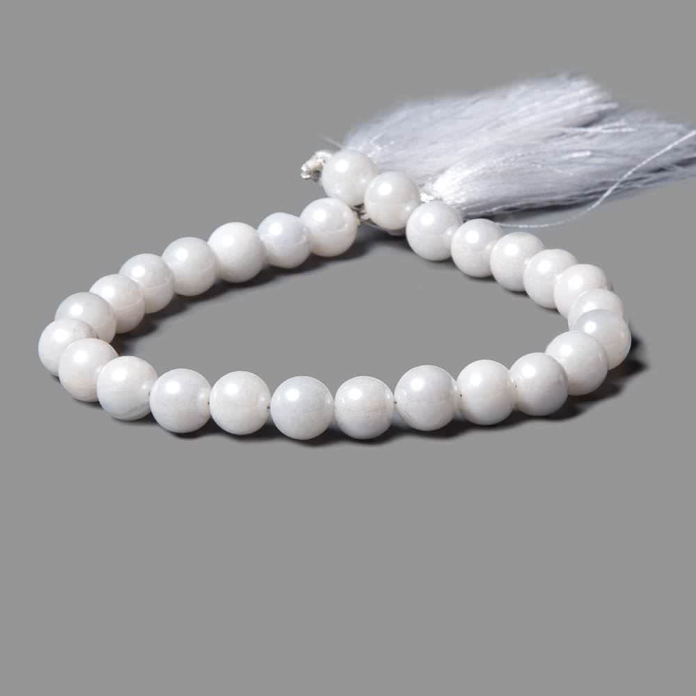 8mm Mystic White Quartz plain round beads 8 inch 27 pieces - Beadsofcambay.com