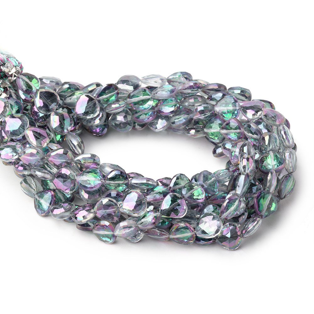 8mm Mystic White Topaz Straight Drill Faceted Hearts 9 inch 29 Beads - Beadsofcambay.com