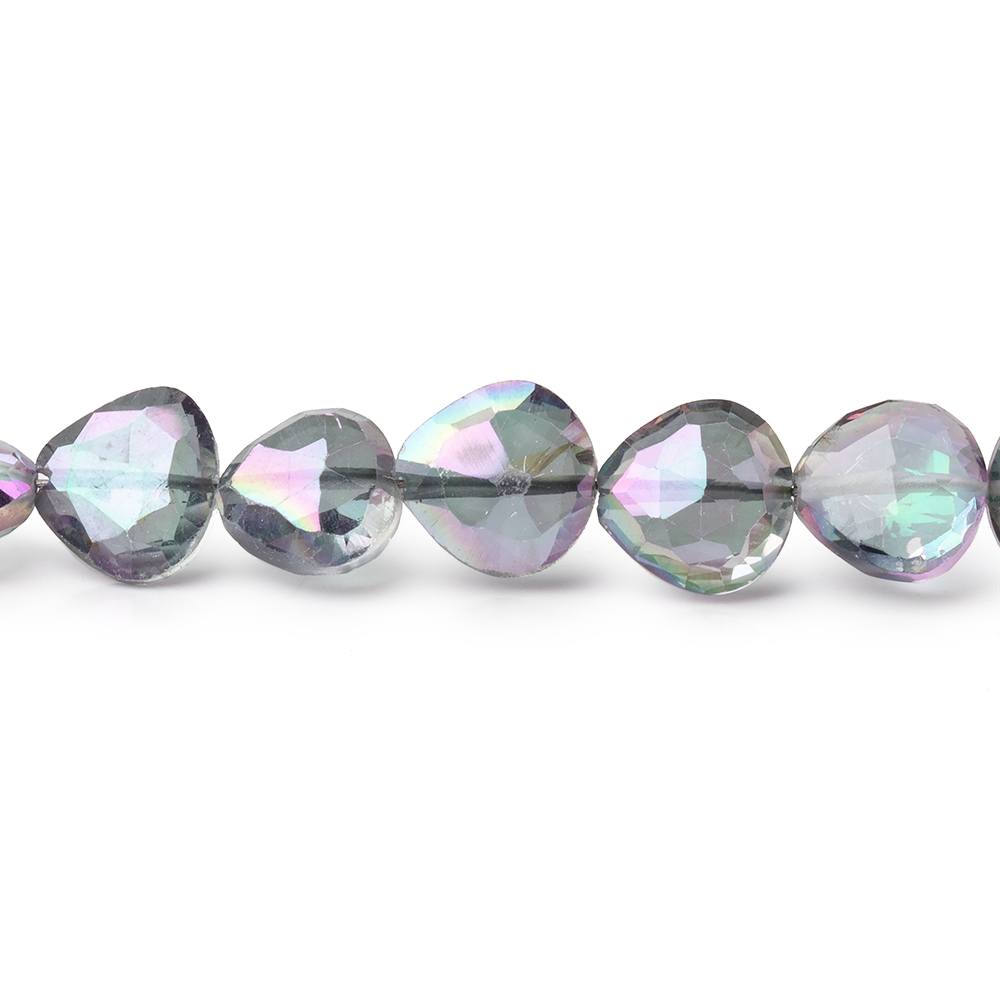 8mm Mystic White Topaz Straight Drill Faceted Hearts 9 inch 29 Beads - Beadsofcambay.com