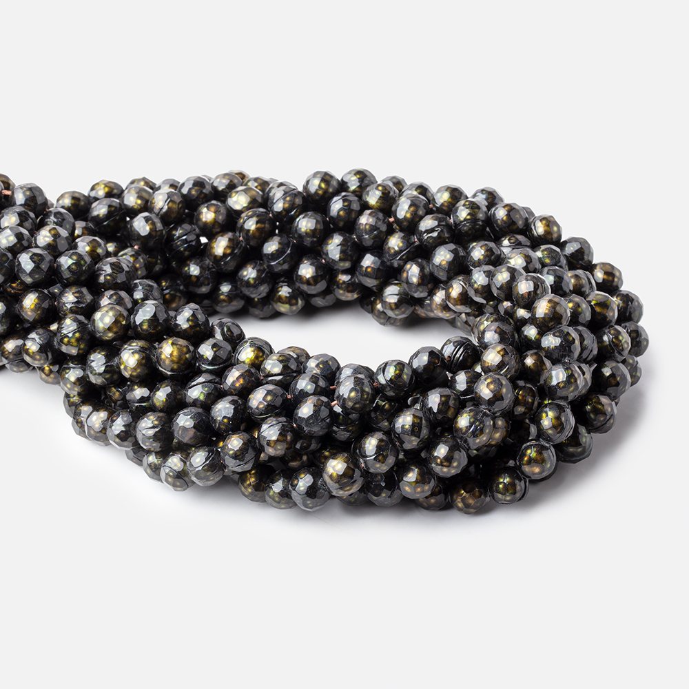 8mm Olive Green Faceted Off Round Freshwater Pearls 16 inch 50 pieces - Beadsofcambay.com