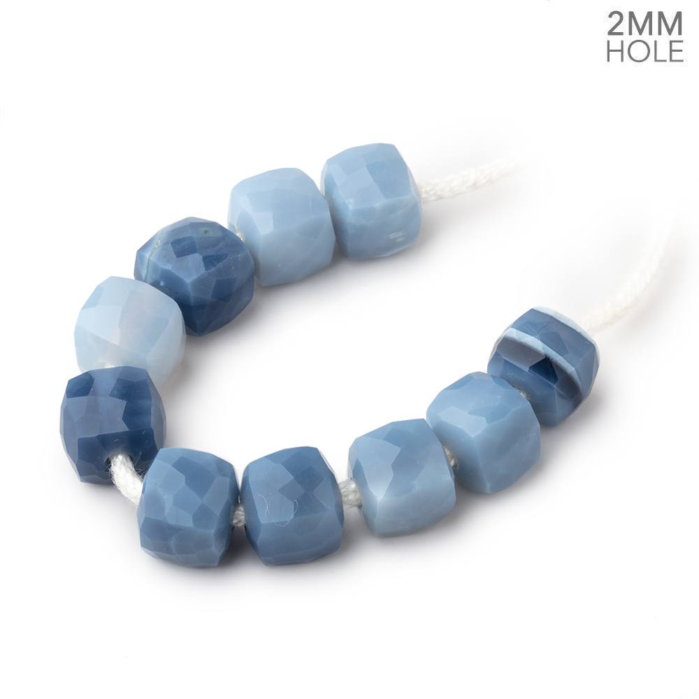 8mm Owyhee Denim Blue Opal 2mm Large Hole Faceted Cube Beads Set of 10 - Beadsofcambay.com