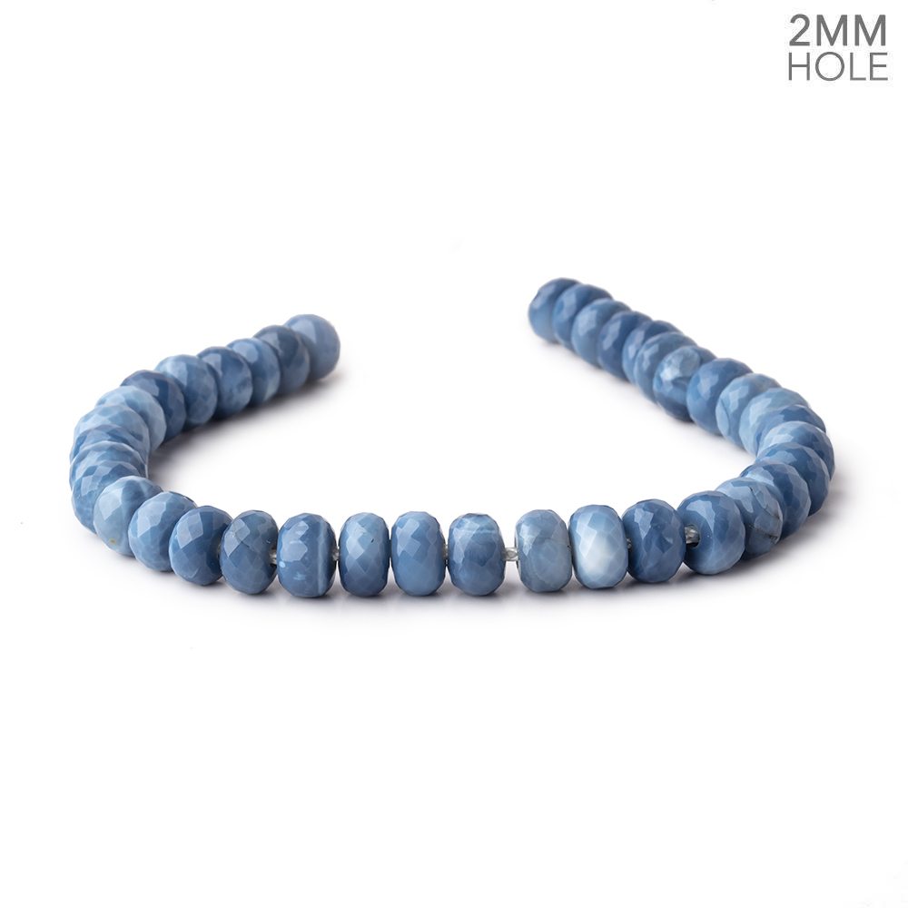 8mm Owyhee Denim Blue Opal 2mm Large Hole Faceted Rondelles 8 inch 40 Beads - Beadsofcambay.com