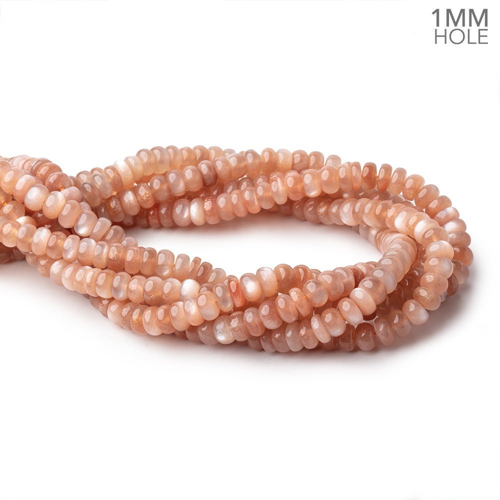 8mm Peach Moonstone Plain Rondelles 16 inch 90 Beads 1mm hole - Beadsofcambay.com