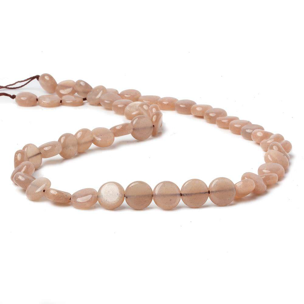 8mm Peachy Brown Moonstone Plain Coins 16 inch 50 beads AA - Beadsofcambay.com