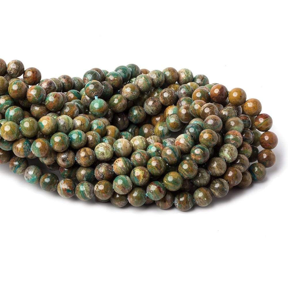 8mm Peruvian Blue Dendritic Opal Unfaceted Rounds 16 inch 52 pieces A - Beadsofcambay.com