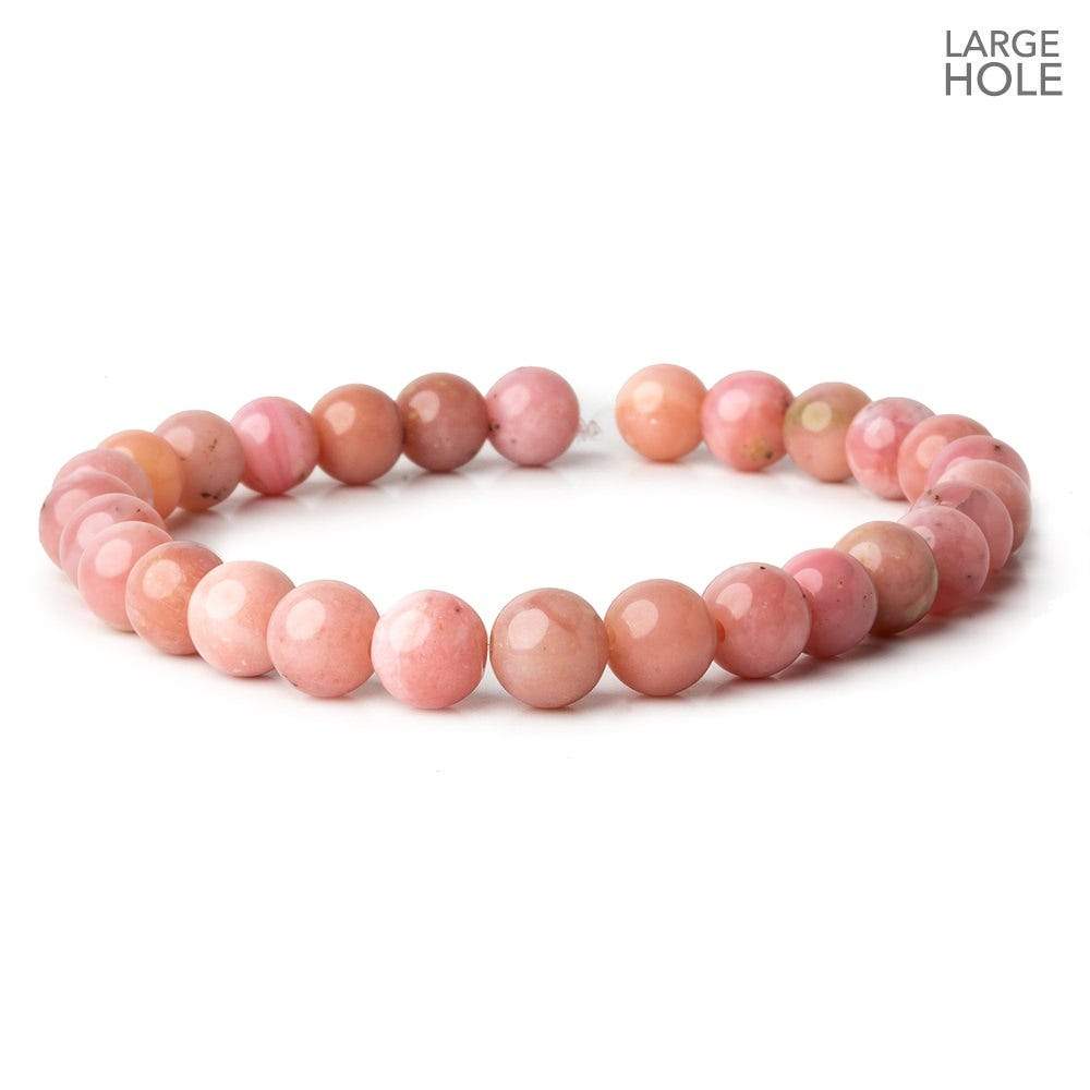 8mm Pink Peruvian Opal Plain Rounds 1mm Drill Hole 8 inch 28 pieces AAA+ - Beadsofcambay.com