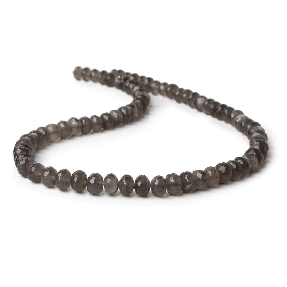 8mm Platinum Grey Moonstone Faceted Rondelles 16 inch 74 Beads AA - Beadsofcambay.com