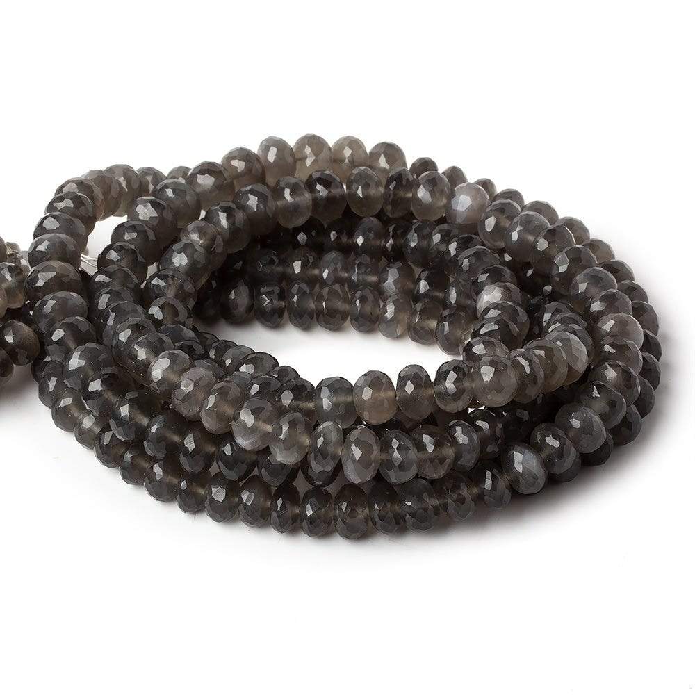 8mm Platinum Grey Moonstone Faceted Rondelles 16 inch 74 Beads AA - Beadsofcambay.com
