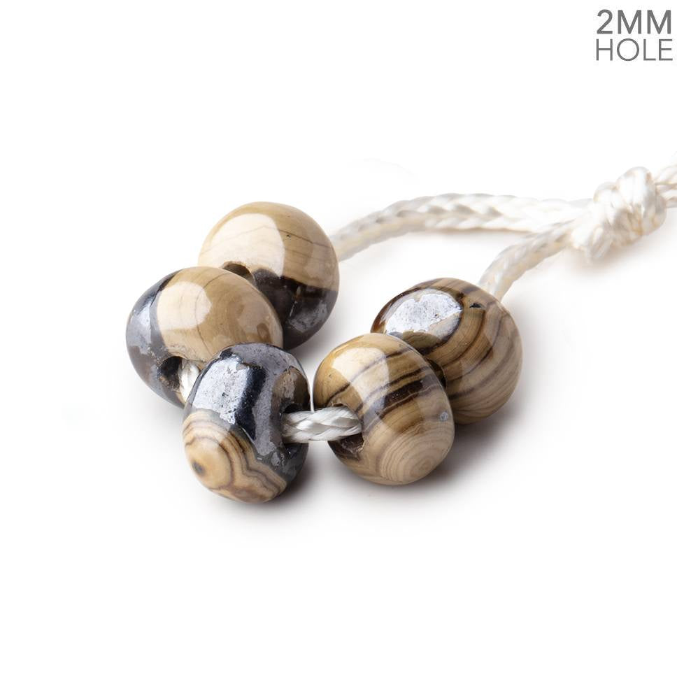 8mm Schalenblende 2mm Large Hole Plain Rondelle Set of 5 - Beadsofcambay.com