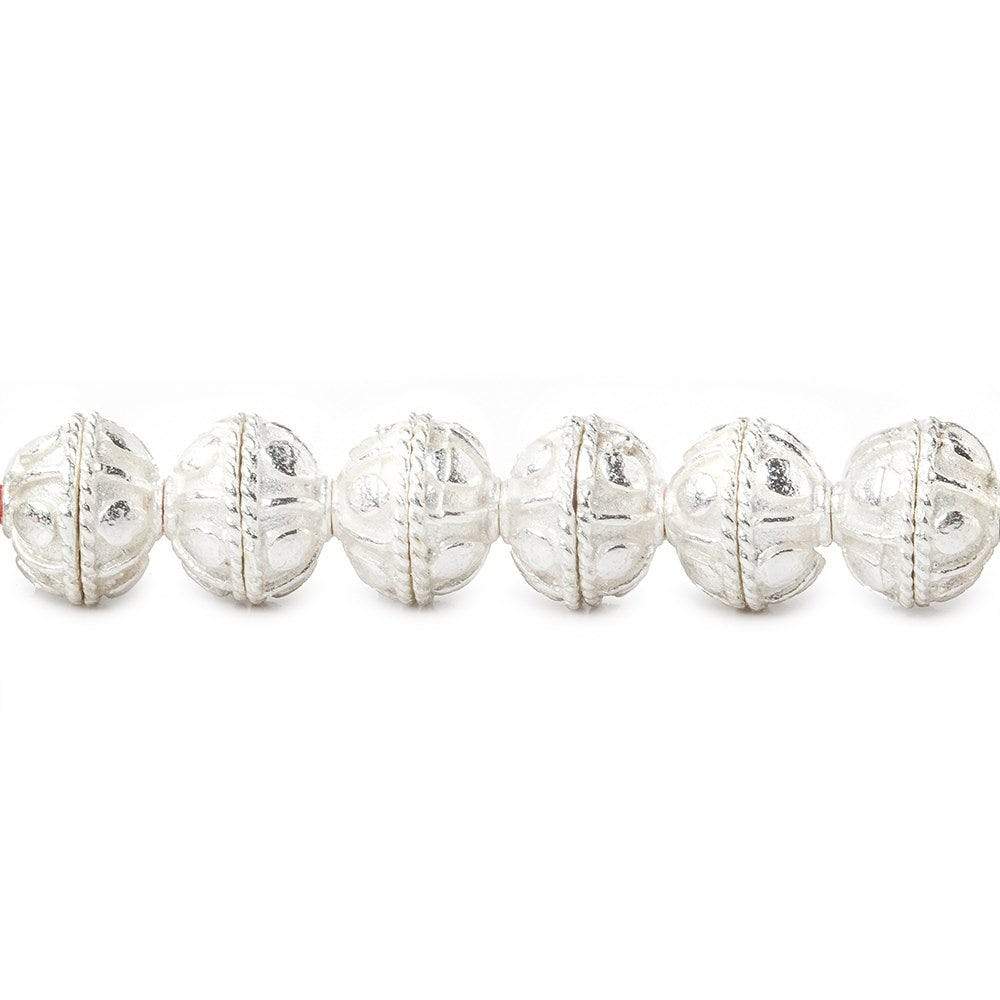8mm Sterling Silver plated Copper Bead Cap Bali Design 8 inch 58 beads - Beadsofcambay.com