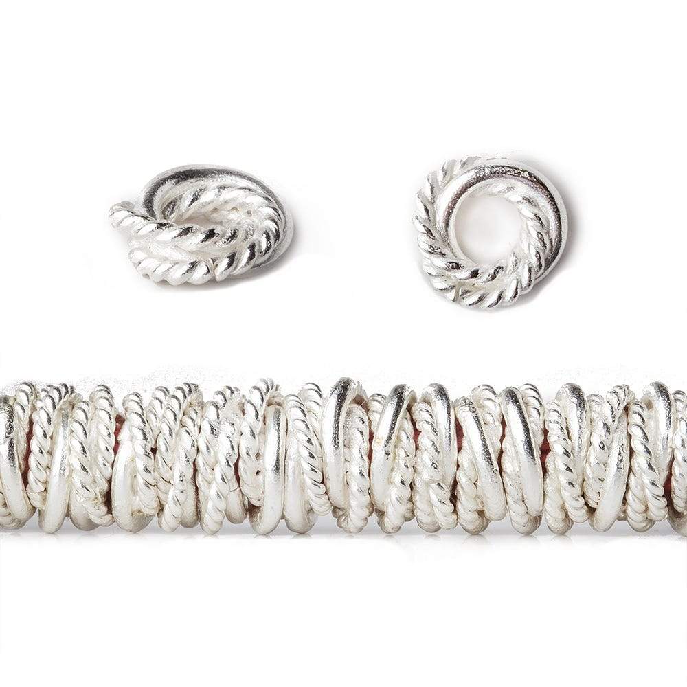 8mm Sterling Silver Plated Copper Jumpring Twist and Plain 8 inch 90 beads - Beadsofcambay.com