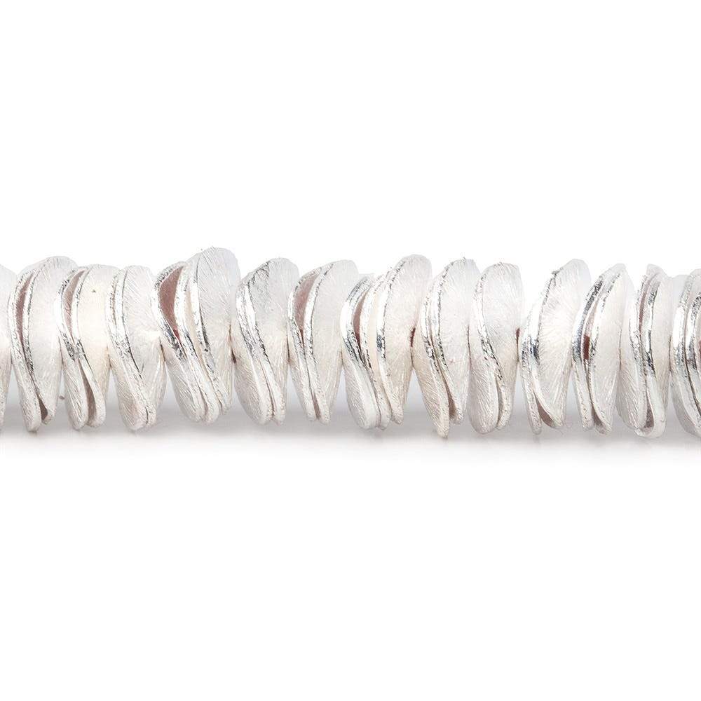 8mm Sterling Silver Plated Copper Wavy Disc, Brushed 8 inch 148 pcs - Beadsofcambay.com