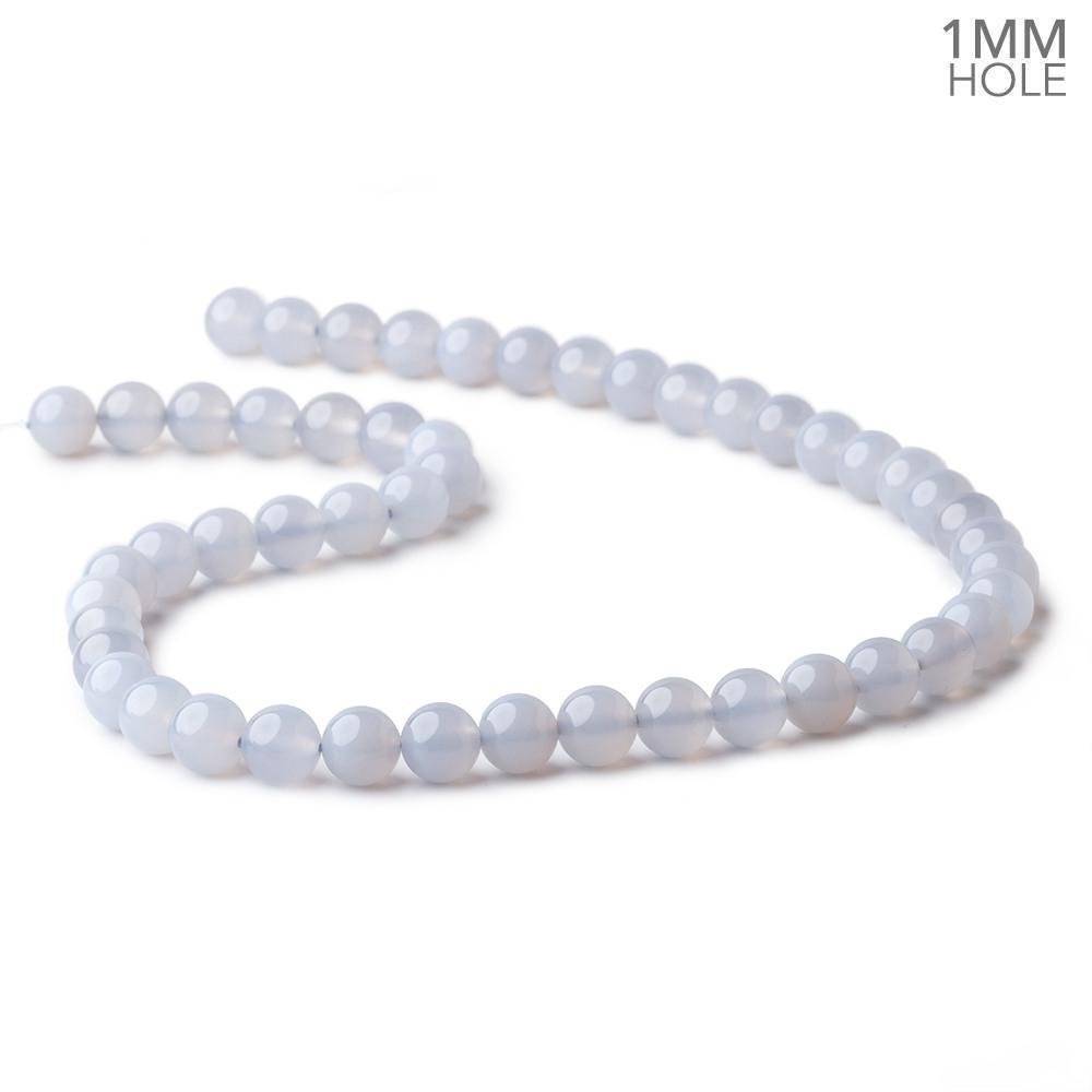 8mm Turkish Blue Chalcedony Plain Round Beads 15.5 inch 50 pieces - Beadsofcambay.com