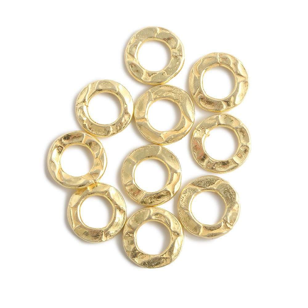 8mm Vermeil Hammered Jump Ring Connector 4mm ID Set of 10 pieces - Beadsofcambay.com