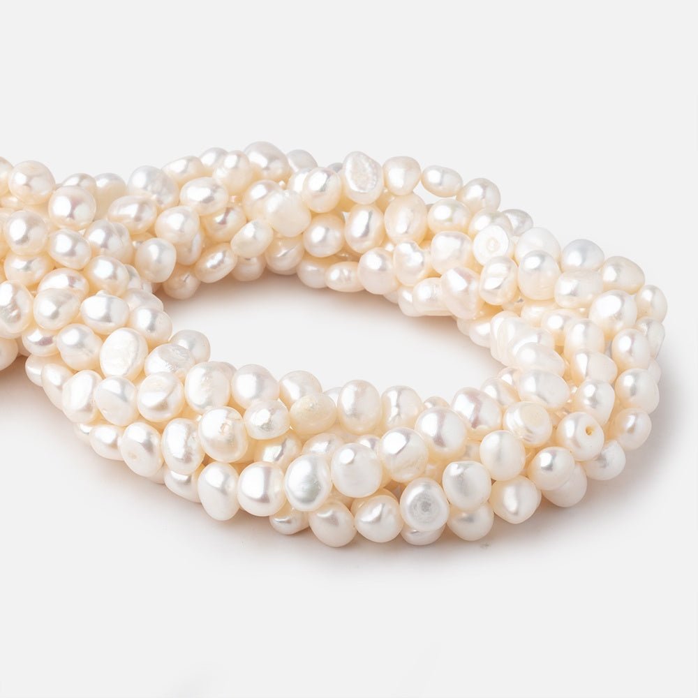 8mm White Baroque Freshwater Pearls 16 inch 55 pieces - Beadsofcambay.com