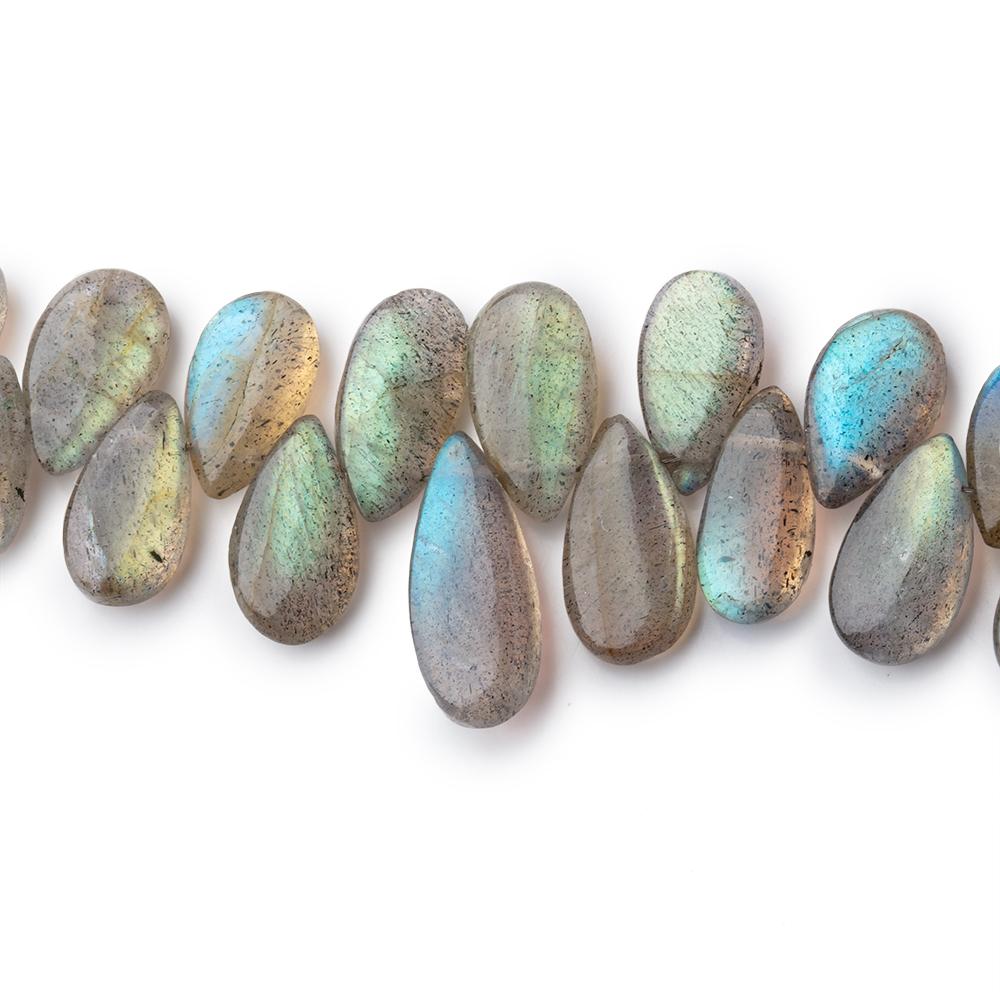 8x5-11x6mm Labradorite Plain Pear Beads 7.5 inch 46 pieces - Beadsofcambay.com