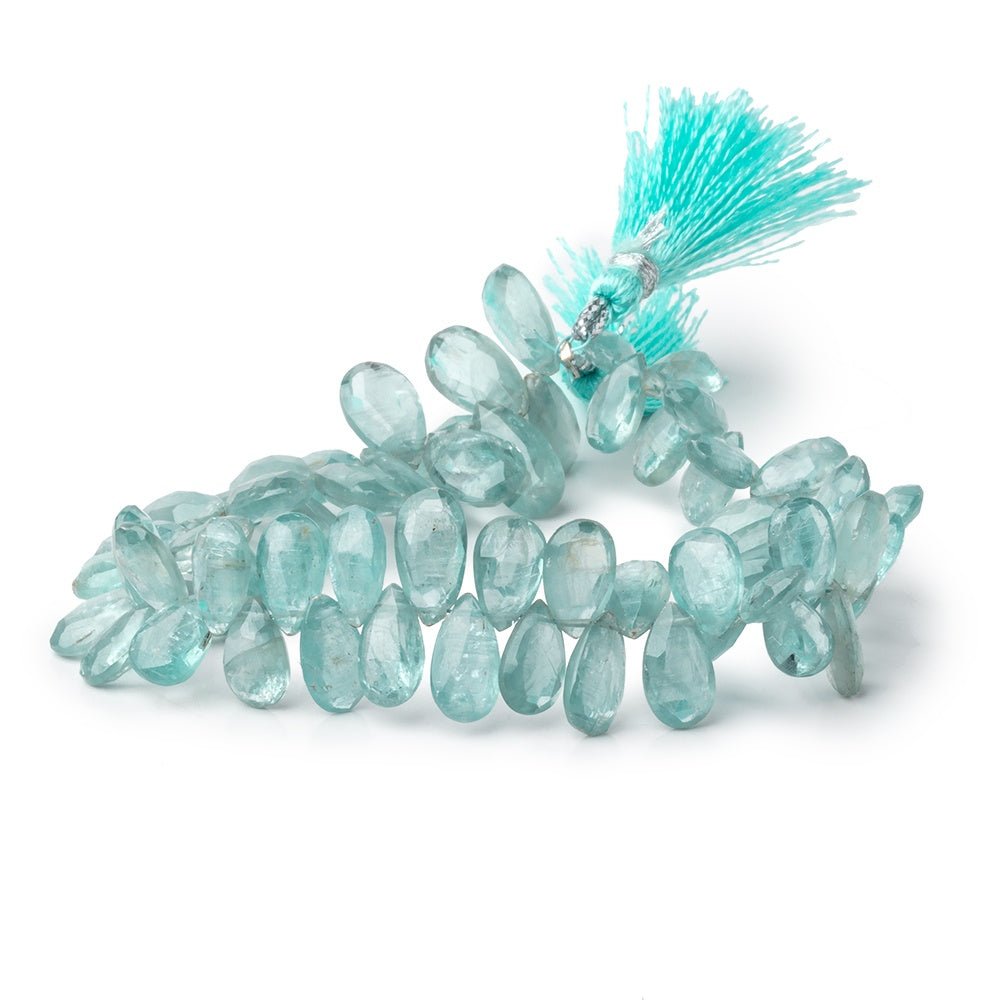 8x5-11x6mm Teal Kyanite Faceted Pear Beads 7.5 inch 62 pieces - Beadsofcambay.com