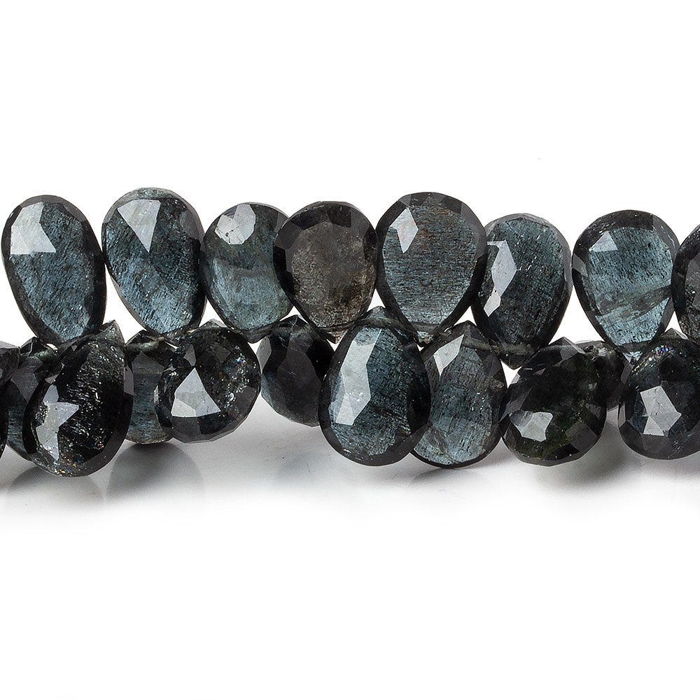 8x5-11x7mm Black Moss Aquamarine Faceted Pear Beads 8 inch 68 pieces AA - Beadsofcambay.com
