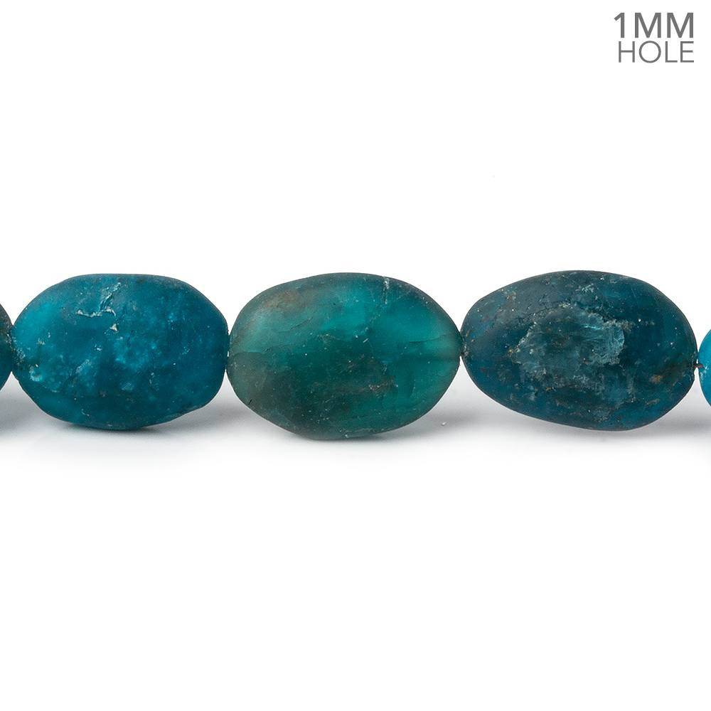 8x5-15x9mm Matte Neon Blue Apatite plain nuggets 7.5 inch 13 beads - Beadsofcambay.com