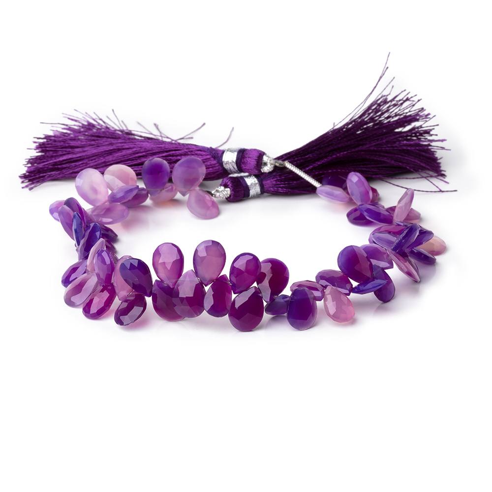 8x5-9x6mm Orchid Purple Chalcedony Faceted Pear Beads 7.5 inch 60 pieces - Beadsofcambay.com