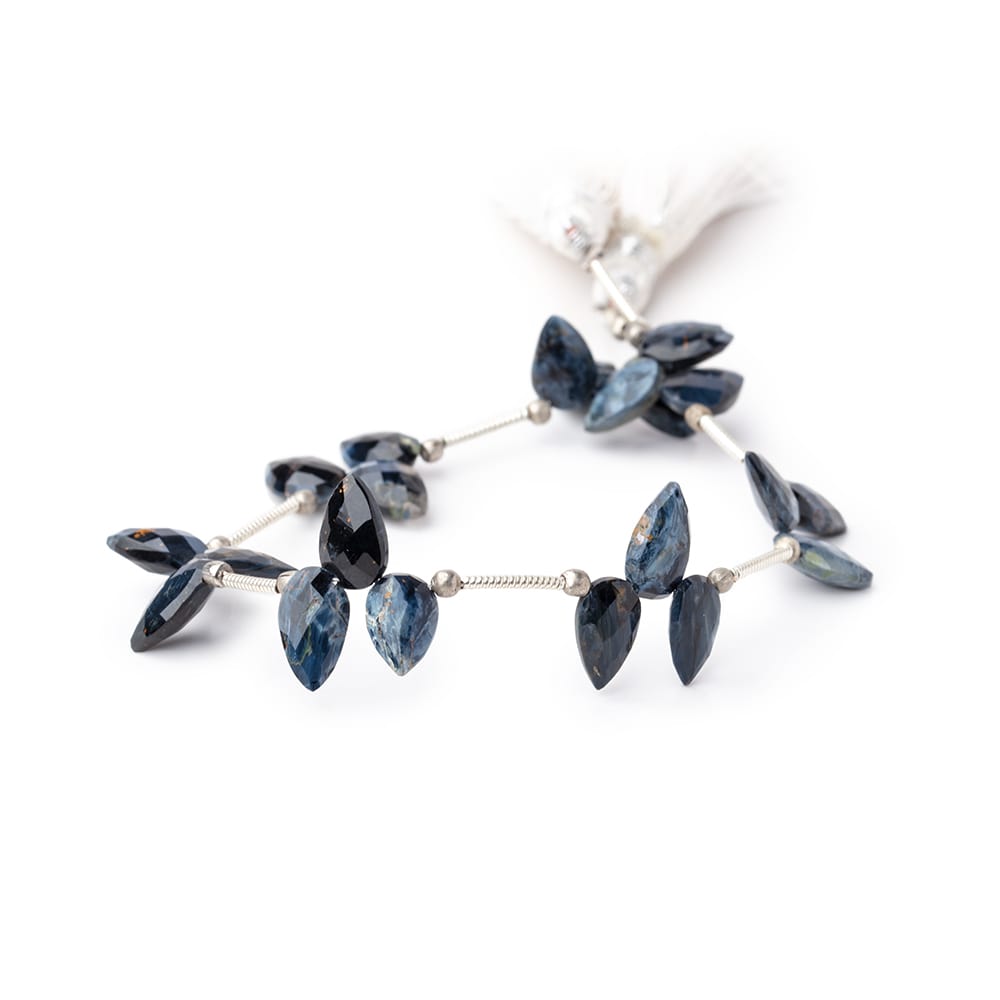 8x5-9x6mm Pietersite Shoulder Drilled Faceted Pear Beads 6.5 inch 21 pieces - Beadsofcambay.com