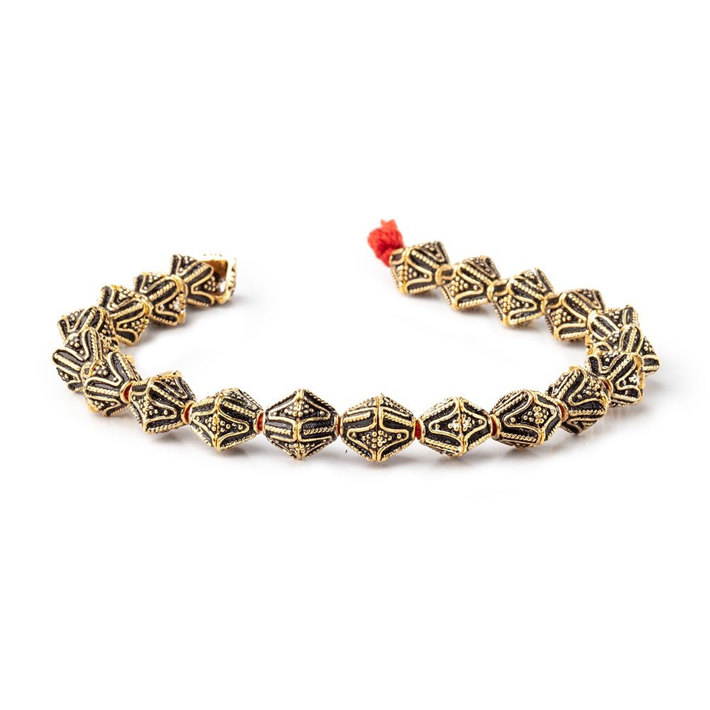 8x5mm Antiqued 22kt Plated Copper Pyramid Square Bead Cap 8 inch 40 pieces - Beadsofcambay.com