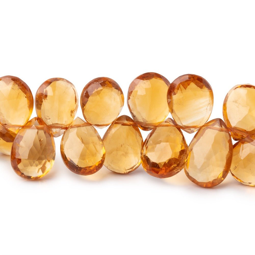 8x6-10x7mm Citrine Faceted Pear Beads 8 inch 57 pieces - Beadsofcambay.com
