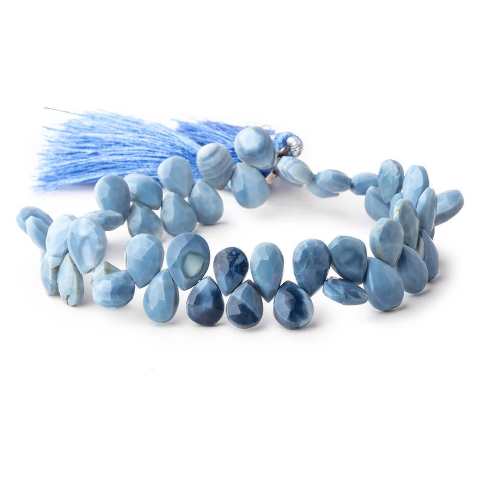 8x6-10x7mm Owyhee Natural Denim Blue Opal faceted pear beads 8 inch 51 pieces - Beadsofcambay.com