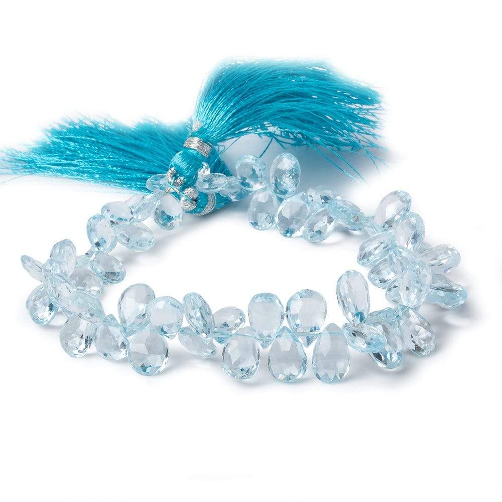 8x6-10x7mm Sky Blue Topaz Pear Briolette 8 inch 62 pieces - Beadsofcambay.com