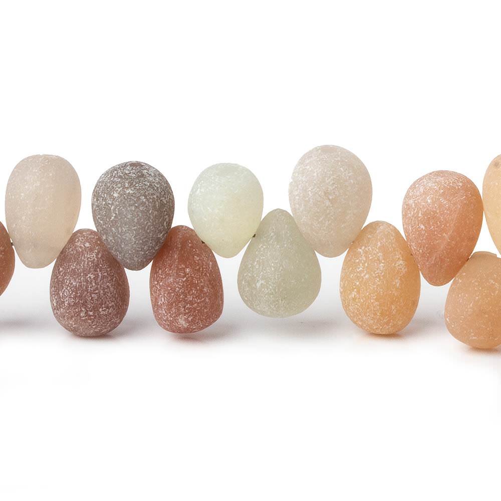 8x6-10x8mm Matte Multi Color Moonstone plain tear drops 8 inch 42 beads A - Beadsofcambay.com