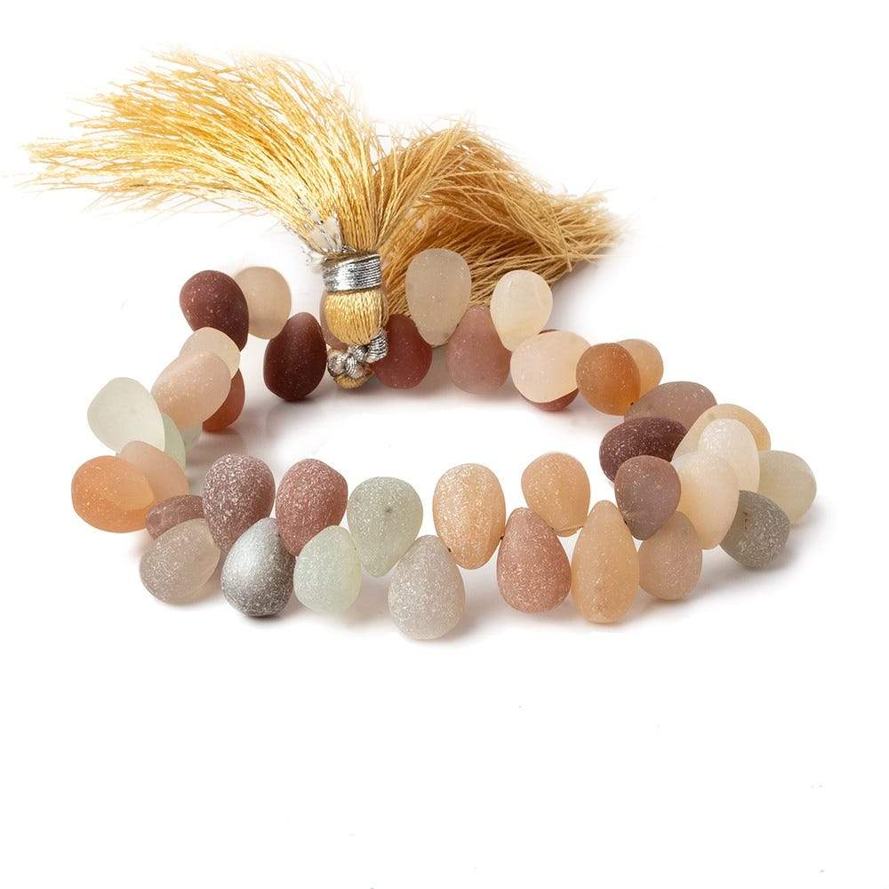 8x6-10x8mm Matte Multi Color Moonstone plain tear drops 8 inch 42 beads A - Beadsofcambay.com