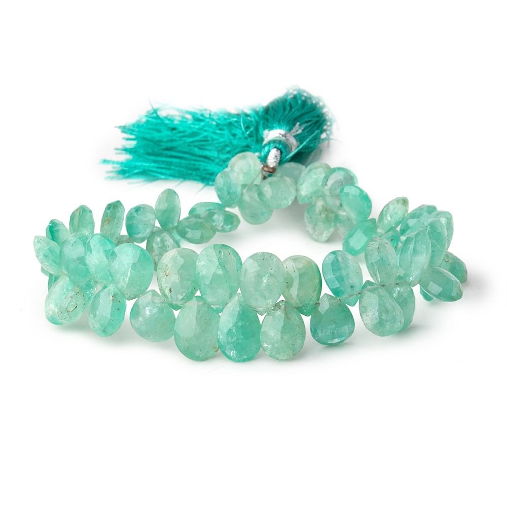 8x6-11x7mm Emerald Faceted Pear Beads 7.75 inch 56 pieces - Beadsofcambay.com
