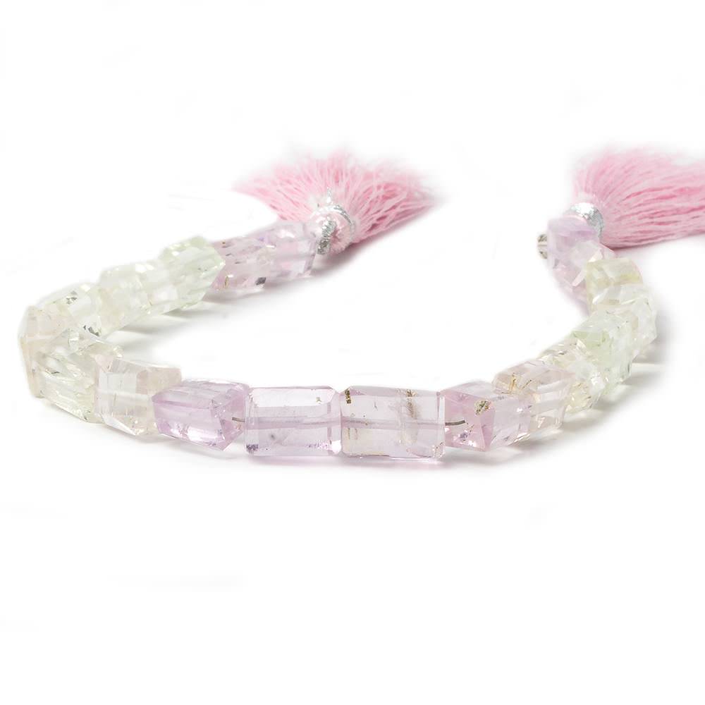 8x6-11x7mm Hiddenite & Kunzite faceted rectangle nuggets 8 inch 21 beads - Beadsofcambay.com