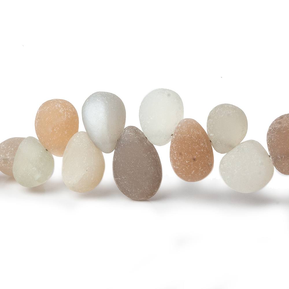 8x6-11x7mm Matte Multi Color Moonstone plain pears 8 inch beads A - Beadsofcambay.com