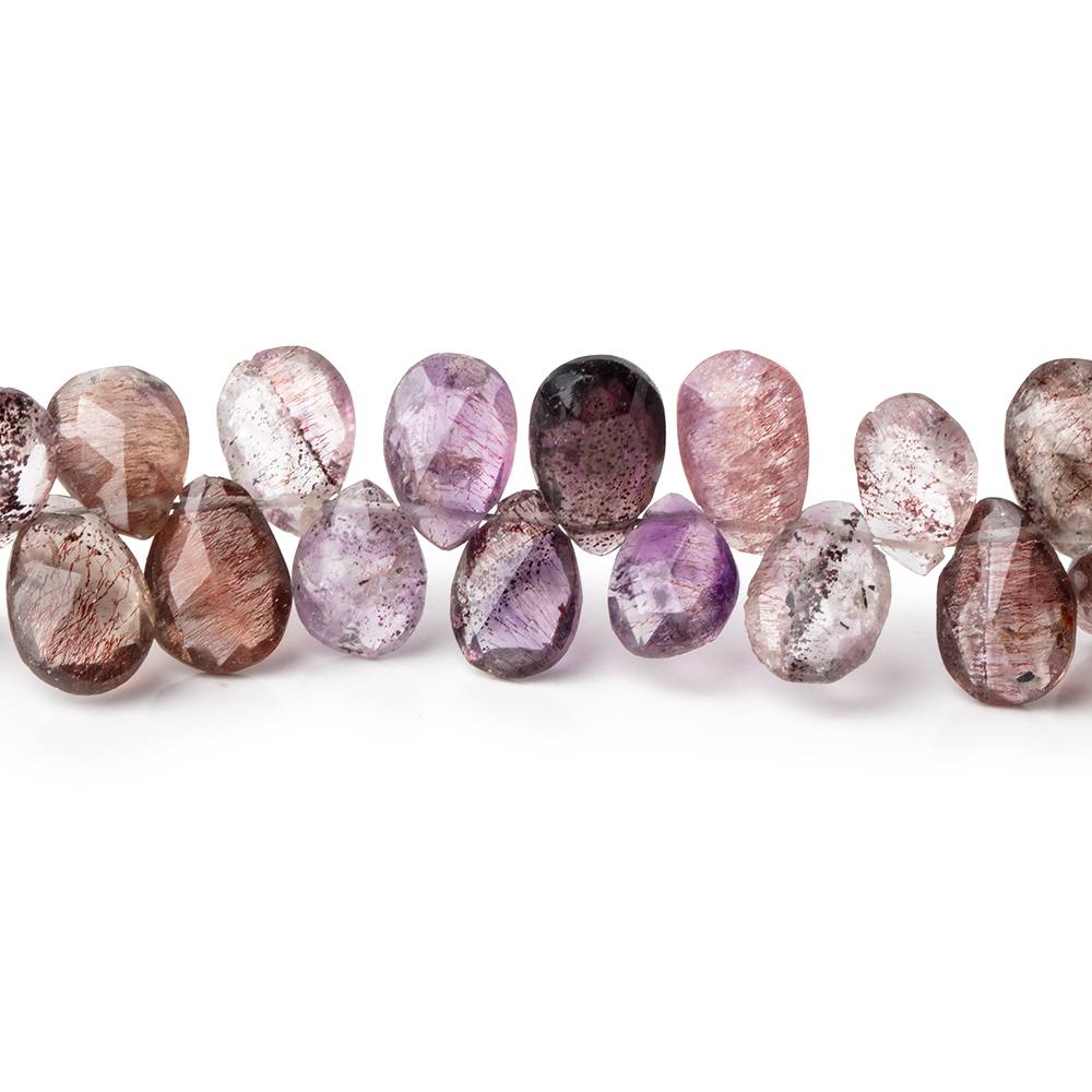 8x6-11x7mm Moss Amethyst Faceted Pear Beads 8 inch 57 pieces - Beadsofcambay.com